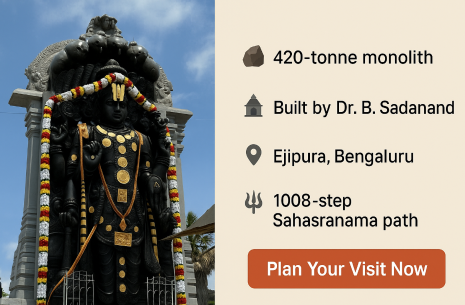 Bengaluru’s New Vishnu Temple is 108 Ft Tall – A Monumental Tribute to Faith”